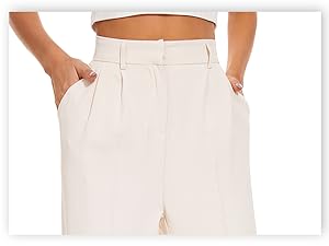 Women&#39;s Wide Leg Pants High Elastic Waisted in The Back Business Work Trousers Long StraightPant