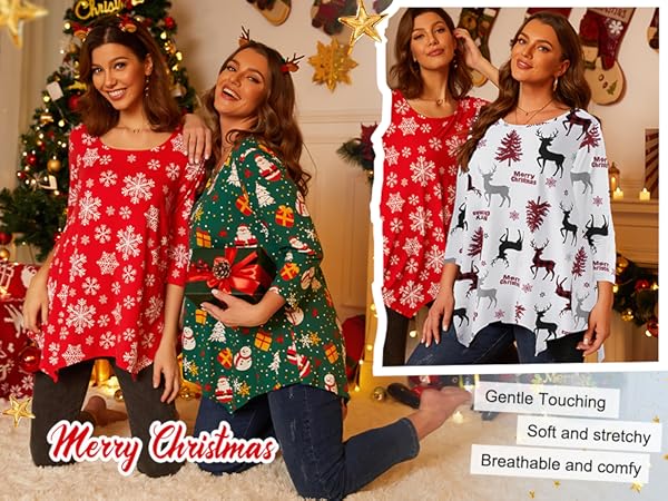 Christmas shirts for women plus size tunics