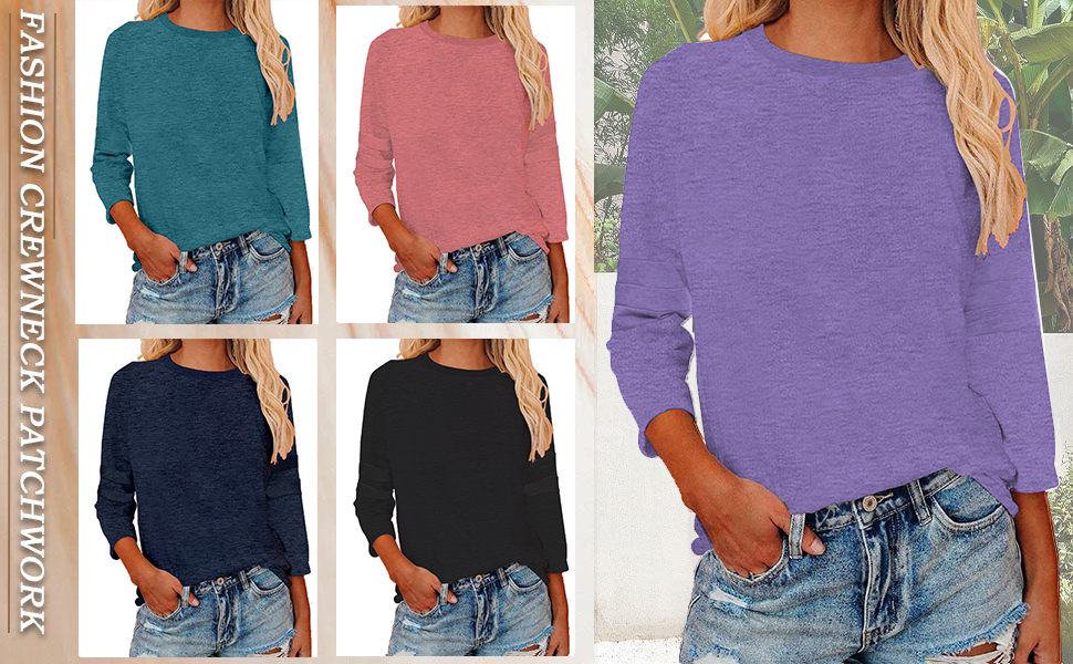 Cotton Tops for Women Raglan Sleeve Fashion Blouse