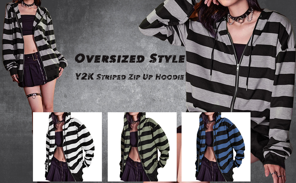 zip up hoodie for women oversized y2k hoodie womens striped casual hoodie