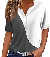 summer tops for women 2024 short sleeve henley shirts button down