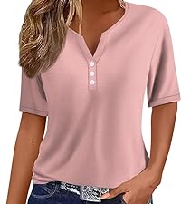 summer tops for women 2024 short sleeve henley shirts button down