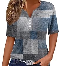 summer tops for women 2024 short sleeve henley shirts button down plus size