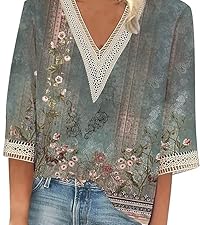 summer tops for women 2024 3/4 sleeve crochet shirts plus size