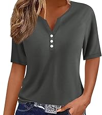 summer tops for women 2024 short sleeve henley shirts