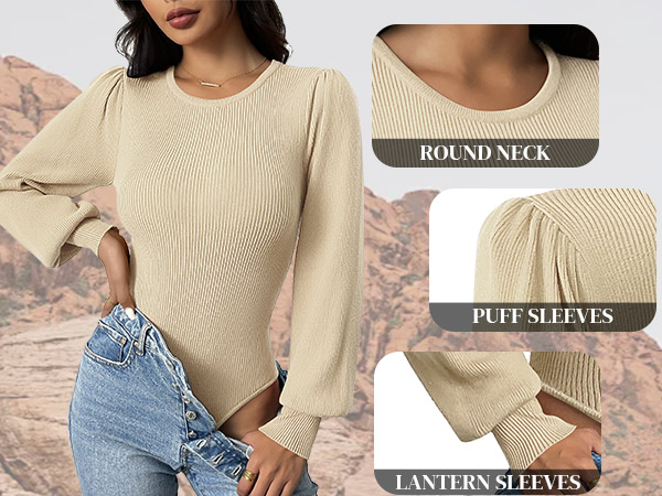 women ribbed knit sweater bodysuit top