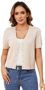 apricot cropped cardigan for women