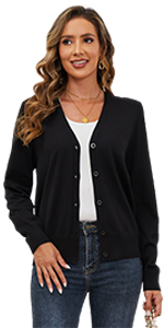 black v neck cardigan for women