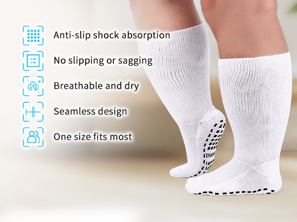 Diabetic Socks Socks for Swollen Feet,Men Women Plus Size,Hospital Non Slip Socks,Lymphedema