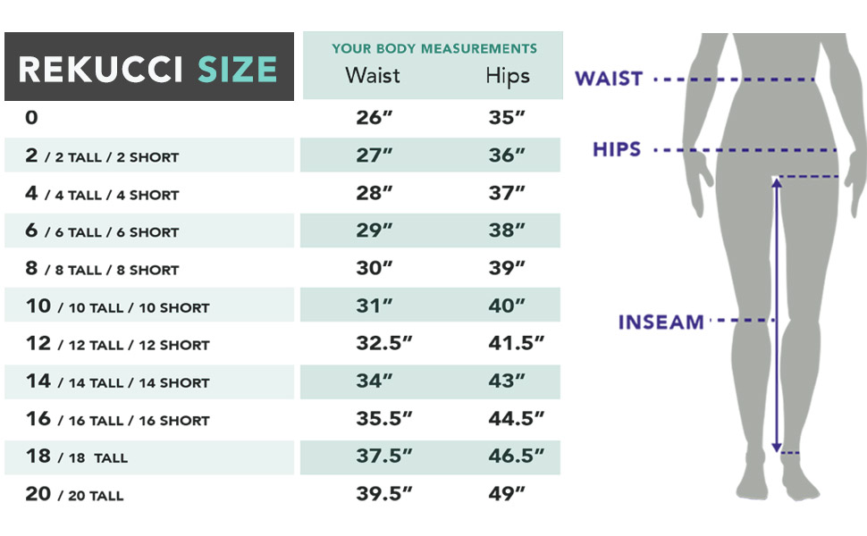 Rekucci Size Chart, Rekucci fits because we know about womens bodies