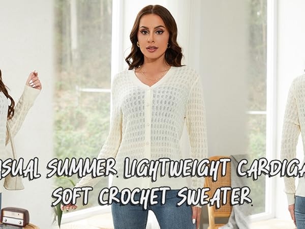 Soft Crochet Hollow Out Cardigan Sweaters