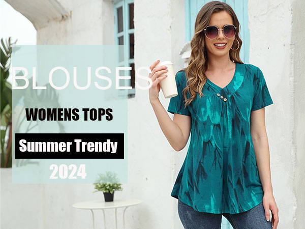 womens tops dressy causal shirts for women tunic tops spring summer short sleeve 