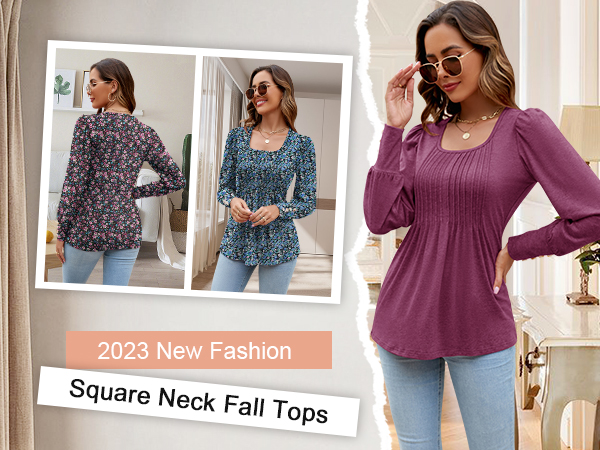 ZHENWEI Square Neck Fall Tops