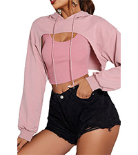 Allytok Womens Cropped Hoodies Sweatshirts Workout Long Sleeve Hooded Y2K Crop Tops