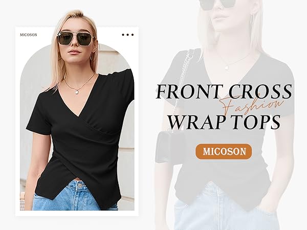 summer front cross wrap tops