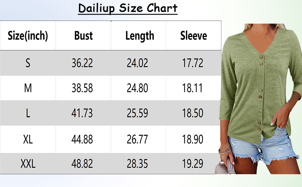 Dailiup size chart