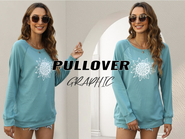 A Super Cute Sunflower Graphic Long Sleeve Pullover Sweatshirt for Women