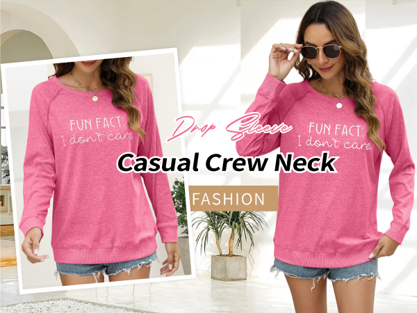 Women&#39;s Crewneck Sweatshirt Raglan Long Sleeve Casual Pullover Tops