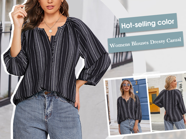 fashion tops for women trendy ladies tops and blouses womens dress tops and blouses 3/4 sleeve tops