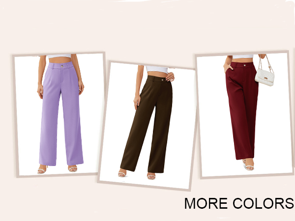 women zip up flowy office pants