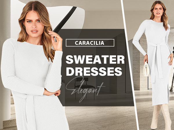 Caracilia Women''s Long Sleeve Sweater Dress