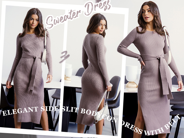 Caracilia Women''s Long Sleeve Sweater Dress