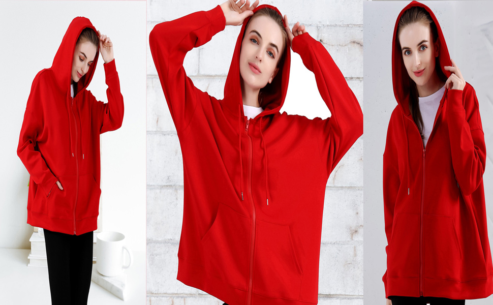 red zip up hooides 