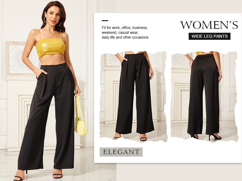 High Waist Satin Wide Leg Pants