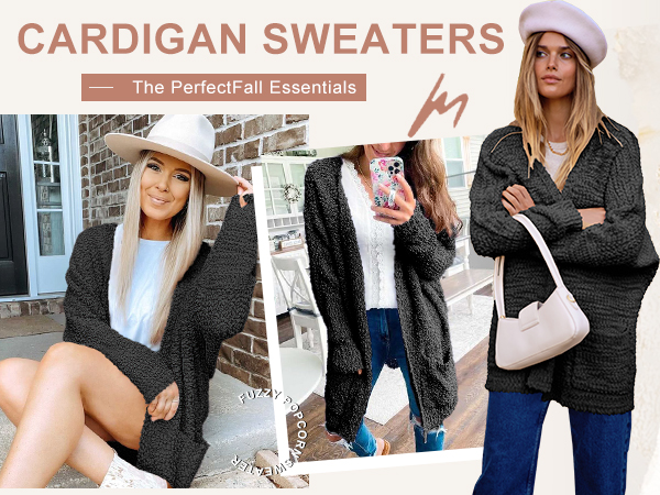 Open Front Fuzzy Cardigan Sweaters