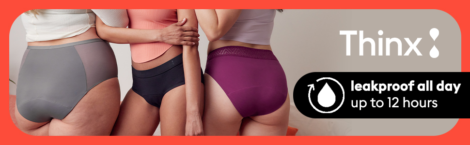 thinx for all leaks hip hugger underwear hi-waist panties heavy flow light absorbency incontinence