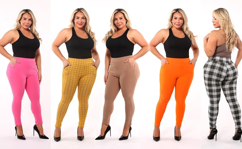 womens plus size pants,trousers,work pants,office pants,treggings,plaid pants,belted,pockets