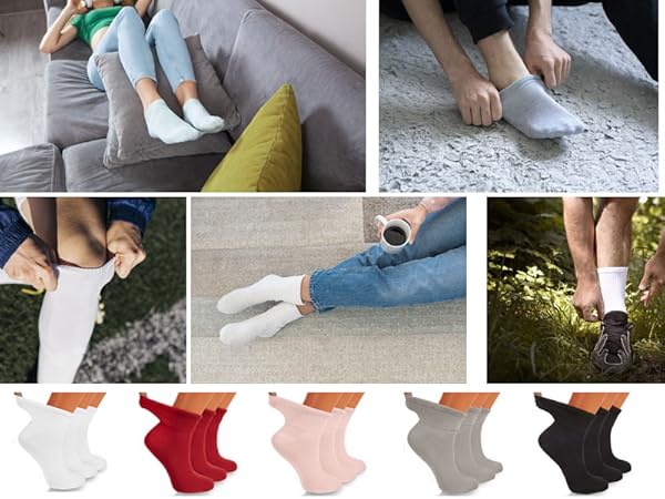 diabetic socks for men women ankle crew over the calf knee high white black gray soft seamless 