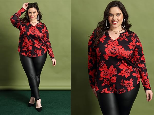 plus size red top