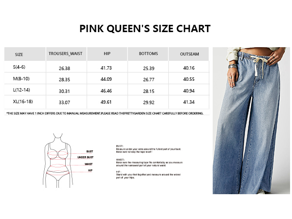 Pink Queen Size Chart