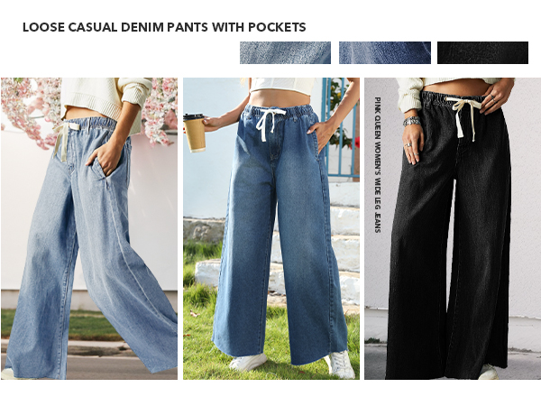 Loose Casual Denim Pants with Pockets