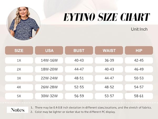 plus size tops-size chart