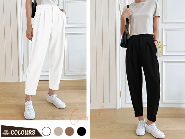 black dress pants women straight leg pant casual cropped trousers work office business casual