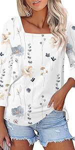 3/4 length sleeve womens tops