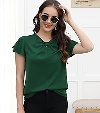 Womens summer short sleeve v-neck bow knot tops