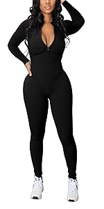 Rib Zip up Bodycon Jumpsuit