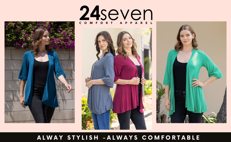 24seven Comfort Apparel Open Front Shrug