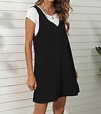 women summer spring  V Neck Corduroy Pinafore Overall Mini Dress Jumper Dress