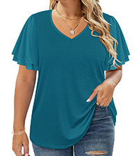 plus size ruffle sleeve tops