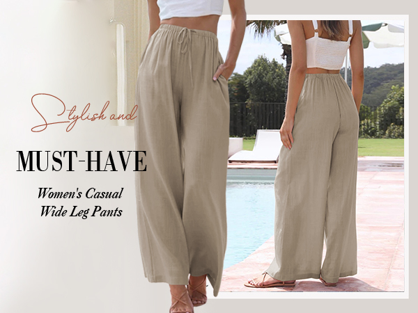  Cotton Linen Wide Leg Pants