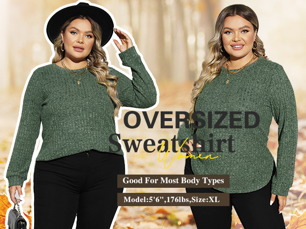 Warm Sweaters For Women Winter Crewneck Sweatshirts Textured Dark Green