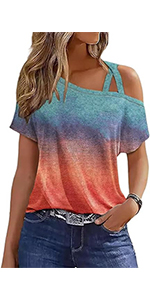 Womens Criss-Cross One Shoulder Tops