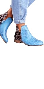 Women&amp;#39;s Wedges Ankle Pointed Toe Chunky Heels Leopard Booties