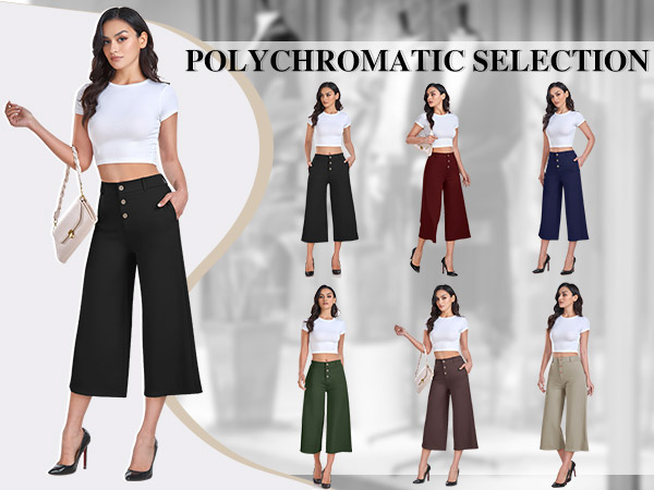 Stretchy khaki Wide-Leg Palazzo Pants