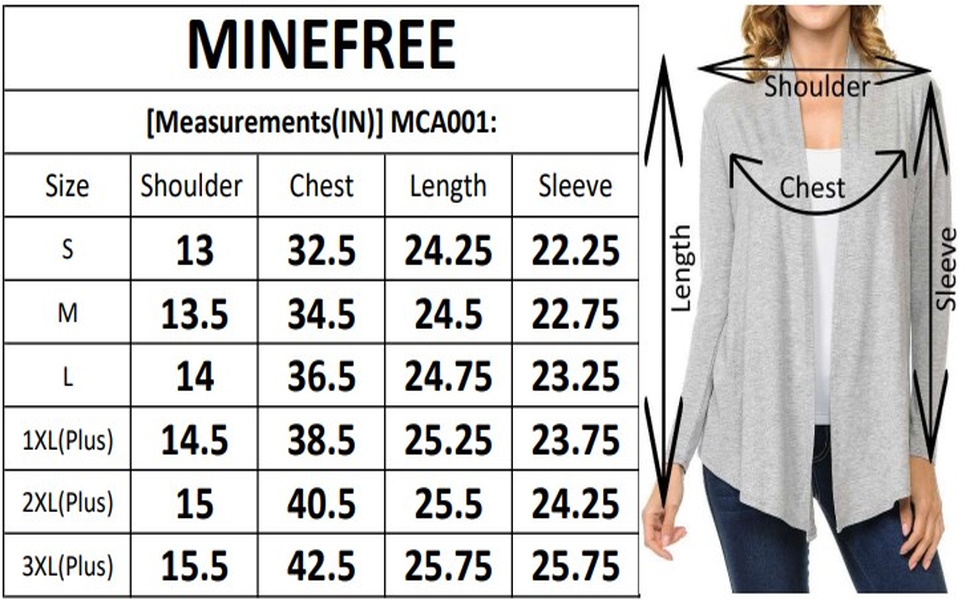 MCA001 Size Chart