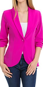 3/4 Sleeve Button Blazer